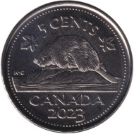 Монета 5 центов, 2023 год, Канада. Бобр. Карл III. Монета 5 центов, 2023 год, Канада. Бобр. Карл III.