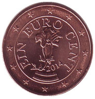 Монета 1 цент, 2014 год, Австрия.
