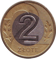Монета 2 злотых. 2009 год, Польша. Монета 2 злотых. 2009 год, Польша.