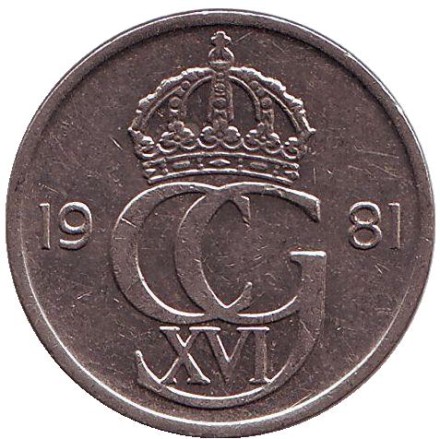 Монета 50 эре. 1981 год, Швеция.