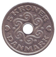 Монета 5 крон. 1998 год, Дания. Монета 5 крон. 1998 год, Дания.