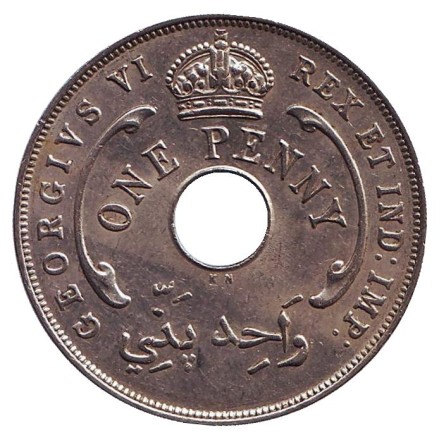 Монета 1 пенни. 1940 год, Британская Западная Африка. (KN). Монета 1 пенни. 1940 год, Британская Западная Африка. (KN).