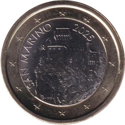 Монета 1 евро. 2025 год, Сан-Марино.
