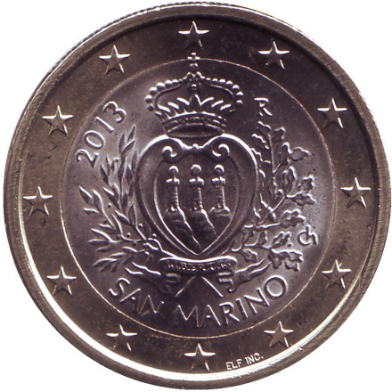 Монета 1 евро. 2013 год, Сан-Марино.