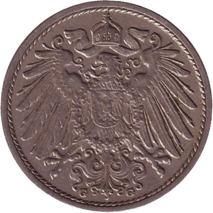 Монета 10 пфеннигов. 1910 год (G), Германская империя. Нечастая. Монета 10 пфеннигов. 1910 год (G), Германская империя. Нечастая.