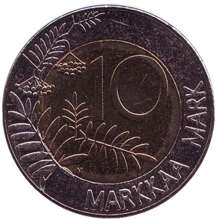 Монета 10 марок. 2001 год, Финляндия. UNC. Глухарь. Монета 10 марок. 2001 год, Финляндия. UNC. Глухарь.