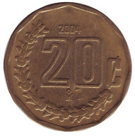 Монета 20 сентаво. 2004 год, Мексика.