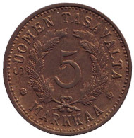 Монета 5 марок. 1951 год, Финляндия. Монета 5 марок. 1951 год, Финляндия.