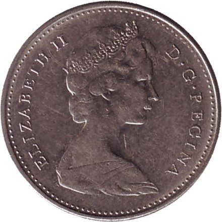 Монета 10 центов. 1970 год, Канада. Парусник. Монета 10 центов. 1970 год, Канада. Парусник.