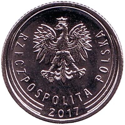 Монета 20 грошей. 2017 год, Польша.
