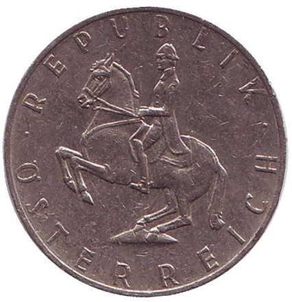 Монета 5 шиллингов. 1980 год, Австрия. Всадник.