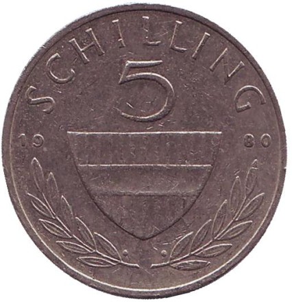 Монета 5 шиллингов. 1980 год, Австрия. Всадник.