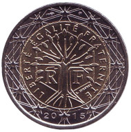 Монета 2 евро. 2015 год, Франция. Монета 2 евро. 2015 год, Франция.