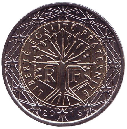 Монета 2 евро. 2015 год, Франция.