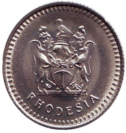 Монета 5 центов. 1976 год, Родезия. Глориоза (Пламенная лилия). Монета 5 центов. 1976 год, Родезия. Глориоза (Пламенная лилия).