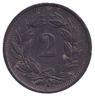 Монета 2 раппена. 1942 год, Швейцария. Монета 2 раппена. 1942 год, Швейцария.
