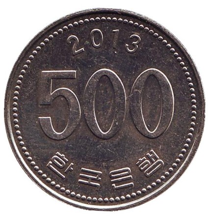 Монета 500 вон. 2013 год, Южная Корея. Маньчжурский журавль. Монета 500 вон. 2013 год, Южная Корея. Маньчжурский журавль.
