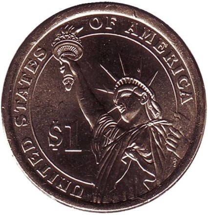 40-й президент США. Рональд Рейган. Монетный двор D. 1 доллар, 2016 год, США.