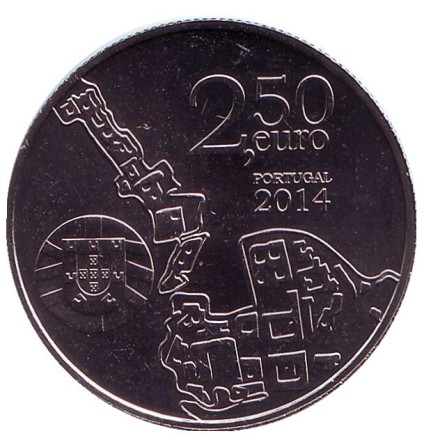 Монета 2,5 евро. 2014 год, Португалия. Коимбрский университет. (Коимбра). Монета 2,5 евро. 2014 год, Португалия. Коимбрский университет. (Коимбра).