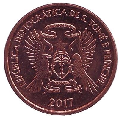 Монета 10 сантимов. 2017 год, Сан-Томе и Принсипи. Большеклювая иволга.