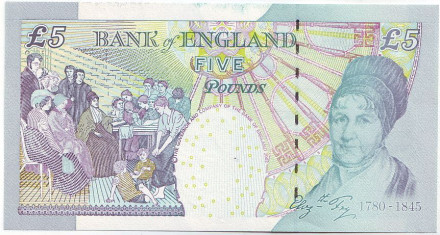 Банкнота 5 фунтов. 2002 год, Великобритания. (Тип 1).