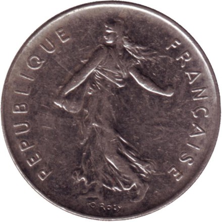 Монета 5 франков. 1976 год, Франция. Монета 5 франков. 1976 год, Франция.