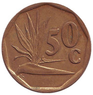 Монета 50 центов. 1994 год, ЮАР. Стрелитция. Монета 50 центов. 1994 год, ЮАР. Стрелитция.