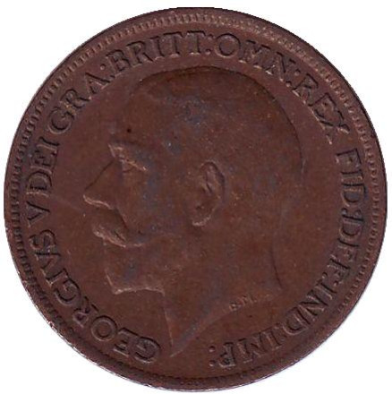 Монета 1 фартинг. 1920 год, Великобритания. Монета 1 фартинг. 1920 год, Великобритания.