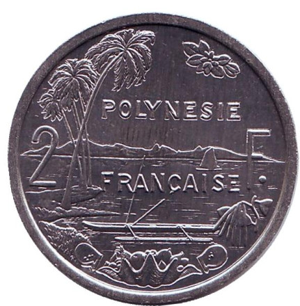 Монета 2 франка. 1999 год, Французская Полинезия. UNC.