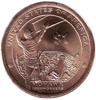 Монета 1 доллар, 2015 год (P), США. Сакагавея (Могавки-строители), серия "Коренные американцы". Монета 1 доллар, 2015 год (P), США. Сакагавея (Могавки-строители), серия "Коренные американцы".