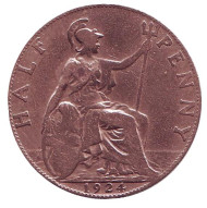 Монета 1/2 пенни. 1924 год, Великобритания. Монета 1/2 пенни. 1924 год, Великобритания.