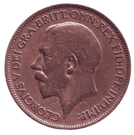 Монета 1/2 пенни. 1924 год, Великобритания.