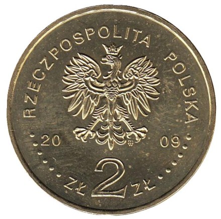 Монета 2 злотых, 2009 год, Польша. Чеслав Юлиуш Немен.