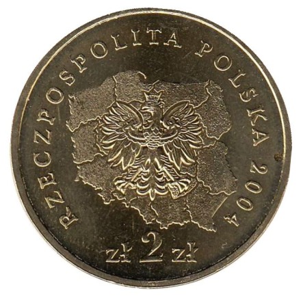 Монета 2 злотых, 2004 год, Польша. Малопольское воеводство.