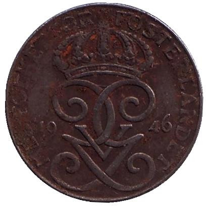 Монета 1 эре. 1946 год, Швеция.