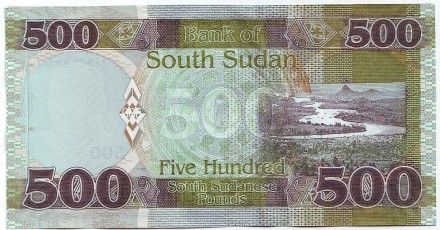 Банкнота 500 фунтов. 2018 год, Южный Судан. Джон Гаранг де Мабиор. Банкнота 500 фунтов. 2018 год, Южный Судан. Джон Гаранг де Мабиор.