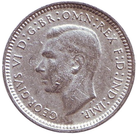 Монета 3 пенса. 1944 год, Австралия. Монета 3 пенса. 1944 год, Австралия.
