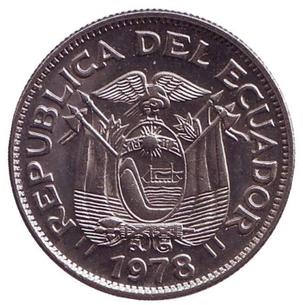Монета 1 сукре. 1978 год, Эквадор. Антонио Сукре. Монета 1 сукре. 1978 год, Эквадор. Антонио Сукре.