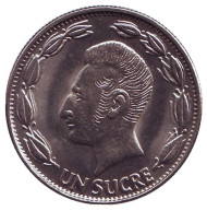 Монета 1 сукре. 1978 год, Эквадор. Антонио Сукре. Монета 1 сукре. 1978 год, Эквадор. Антонио Сукре.