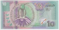 Банкнота 10 гульденов. 2000 год, Суринам.