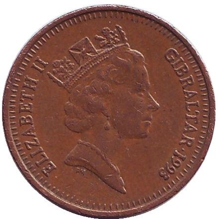 Монета 1 пенни. 1993 год, Гибралтар. Берберская куропатка. (AA). Монета 1 пенни. 1993 год, Гибралтар. Берберская куропатка. (AA).