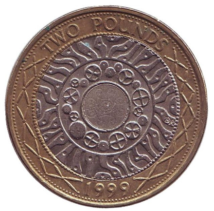 Монета 2 фунта. 1999 год, Великобритания.
