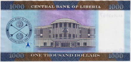 Банкнота 1000 долларов. 2022 год, Либерия. Банкнота 1000 долларов. 2022 год, Либерия.