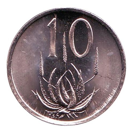 Монета 10 центов. 1984 год, Южная Африка. UNC. Алоэ.
