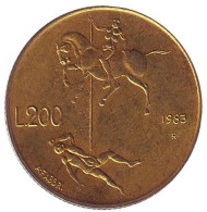 Монета 200 лир. 1983 год, Сан-Марино. Угроза ядерной войны. Монета 200 лир. 1983 год, Сан-Марино. Угроза ядерной войны.
