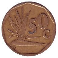 Монета 50 центов. 1991 год, ЮАР. Стрелитция. Монета 50 центов. 1991 год, ЮАР. Стрелитция.