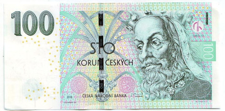 Банкнота 100 крон. 2018 год, Чехия. Карл IV.