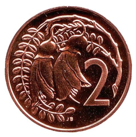 Монета 2 цента. 1984 год, Новая Зеландия. UNC. Цветки куаваи.