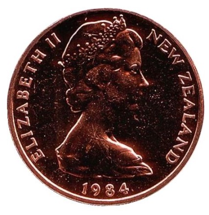 Монета 2 цента. 1984 год, Новая Зеландия. UNC. Цветки куаваи.