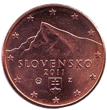 Монета 1 цент, 2011 год, Словакия.